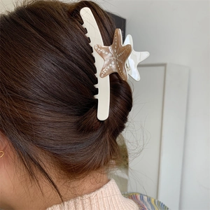 Pinza per capelli a forma di stella marina in acetato per donne con capelli lunghi