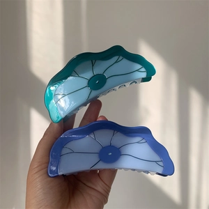 Grande Pince à Cheveux en Acétate Design Feuille de Lotus Rétro Antidérapante Forte Tenue Pince Crabe pour Femmes Cheveux Longs