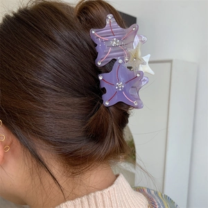 Elegant Acetate Starfish Hair Claw Clip With Rhinestones Sweet Marine Style Sea Star Hairpin Fashion Accessory For Women