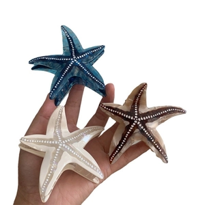 Pinces à cheveux en forme d'étoile de mer en acétate bleu, beige et marron pour femmes