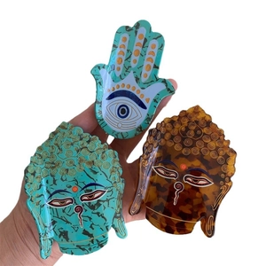 Lot de pinces à cheveux main de Hamsa et tête de Bouddha en acétate turquoise et écaille