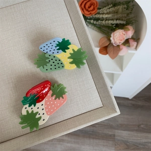 Colorful strawberry hair claw clips for women featuring sweet strawberry design decorations
