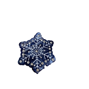 Pince à cheveux flocon de neige bleu foncé avec strass brillants en acétate poli