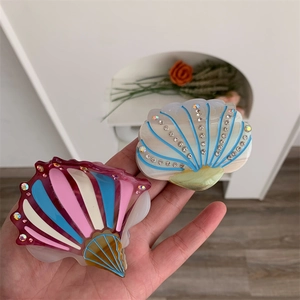 Creative acetate shell hair claw clips with colorful rhinestones for elegant styling