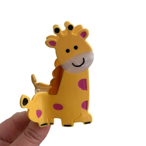 Cute giraffe cartoon hair claw clip in yellow and purple acetate for stylish women