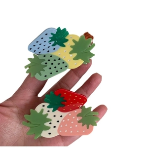 Sweet strawberry hair claws set with colorful fruit designs for women and girls