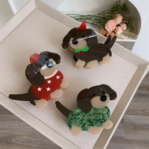 Pince à Cheveux en Acétate Teckel Dessin Animé Mignon Animal Shark Clip Accessoires de Cheveux de Fête pour Femmes