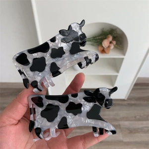 Set di mollette per capelli con stampa mucca in acetato di alta qualità per uno stile chic