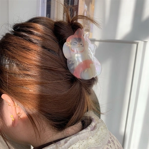 Pinza per Capelli Gatto in Acetato Iridescente per Donna Simpatico Fermaglio per Animali in Cartone Animato Fatto a Mano
