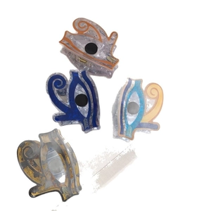 Acrylic hair claw clips set with Eye of Horus pattern and marble texture finish