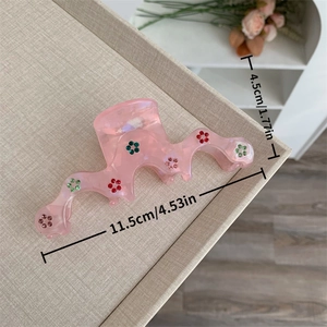 Pince à cheveux fleur rose avec strass longueur 11,5 cm pour style élégant