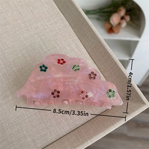 Pince à cheveux fleur rose givrée avec strass colorés, accessoire de cheveux de 8,5 cm