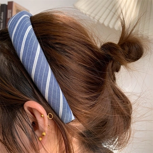 Korean Style Puffy Sponge Headband For Women Simple Plaid Striped Fabric Wide Narrow Hair Hoop Headwear Hair Accessories