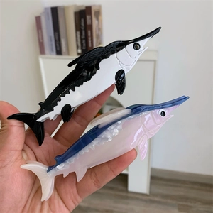 Pinces à cheveux en forme de marlin bleu et noir en acétate de cellulose de qualité