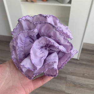 Exquisite Purple Pleated Scrunchie Ruffle Edge Large Elastic Hair Tie Lightweight Fabric Vintage Ponytail Holder For Women Girls Jewelry