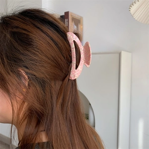 Sweet Pink Marble Texture Acetate Hair Claw Clips Fresh Style Shark Clips Floral Pattern Hair Grips For Women Daily Use