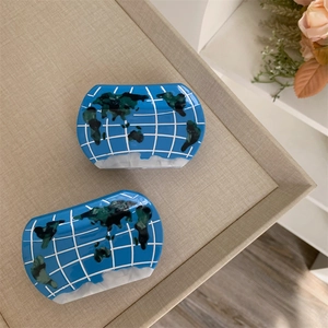 Medium acetate hair claw clips with creative globe and world map design for women