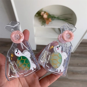 Creative Japanese Style Acetate Turtle Hair Claw For Women Transparent Bag Shape Hair Clip With Pink Button Cute Shark Clip