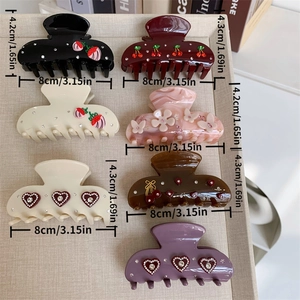Sortierte koreanische Blumen und Kirsch Haarklammern aus Acetat für Damen, 8 cm Größe