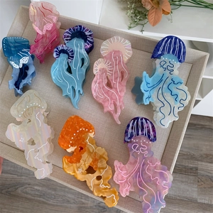 Pinza per Capelli Medusa in Acetato Serie Vita Marina Motivo Marmorizzato Clip per Capelli per Donna Ragazza Accessori Moda