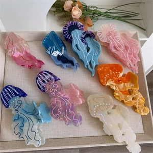 Mollette per capelli a forma di medusa in acetato, otto colori effetto marmo