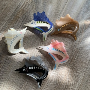 Unique Marine Life Swordfish Shaped Acetate Hair Claw Clip For Women Personalized Animal Design Large Shark Clip Daily Trendy Hair Accessories