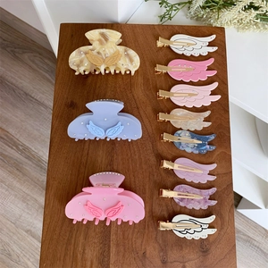 Acetat Engelsflügel Haarkralle Medium Shark Clip Strass Dekor Süße Schmetterling Seitenclip Für Damen Haarschmuck