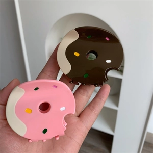 Cute doughnut shark hair clips in pink and chocolate brown with creamy glaze and sprinkles