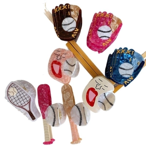 Medium acetate hair claws in creative baseball glove and tennis racket sport shapes