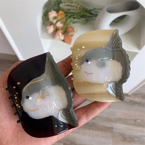 Pince à Cheveux Poisson-Lune en Acétate Forme de Mola Mola Barrette Épissée Pour Femmes Accessoire Capillaire Quotidien