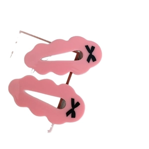 Barrettes à cheveux nuage rose avec motifs de nœuds noirs pour le coiffage des filles