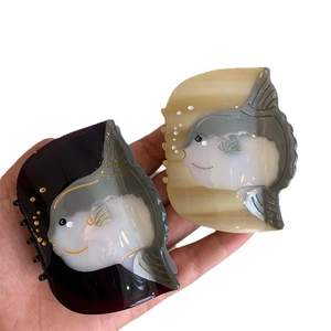 Barrettes à cheveux mignonnes en forme de poisson lune en acétate pour femmes