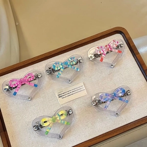 Sweet Heart Shaped Transparent Acrylic Bowknot Hair Clip With Rhinestone Korean Style Spring Clip For Women Hair Accessory