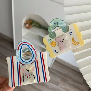 Sweet acetate hair claw clips featuring cute bear bag designs with fruity animal patterns
