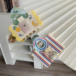 Sweet acetate bear and bag shaped hair claw clips in colorful aesthetic designs