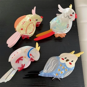 Creative Acetate Bird Hair Claw Cute Parrot Shape Shark Clip Large Animal Hair Accessories For Women Daily Styling Tools