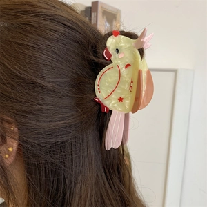 Colorful parrot acetic acid hair claw clip for women featuring unique creative bird design