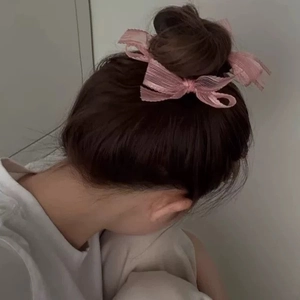 Sweet Organza Bow Hair Scrunchies Elegant Lace Ribbed Texture Ponytail Holder For Women Girls Daily Hair Accessories