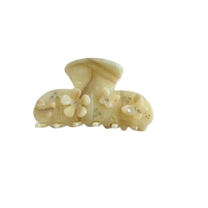 Elegant marble pattern acetate flower hair claw clip with butterfly and rhinestones