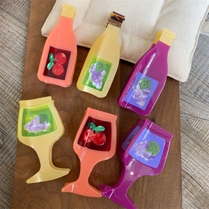 Niche Acetate Fruit Juice Bottle Wine Glass Shape Hair Claw Shark Clip For Women Girls Unique Handmade Hair Accessories Hairpin