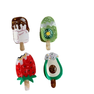 Creative acetate ice cream hair clips set featuring watermelon and chocolate designs