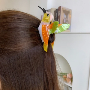 Colorful acetate hummingbird hair claw clip for women's hairstyle styling