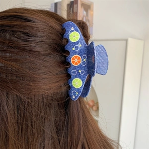 Pinza per Capelli in Acetato con Motivo a Limone Decorata con Strass Grande Pinza a Squalo Frutta Accessori per Capelli Donna