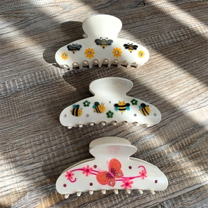 Pinza per Capelli in Acetato di Cellulosa Fatta a Mano Stile Pastorale Dolce Ape Farfalla Floreale Strass Accessori per Capelli Donna