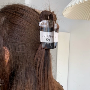 Creative coffee cup shaped acrylic hair claw clip for women stylish back hair accessory