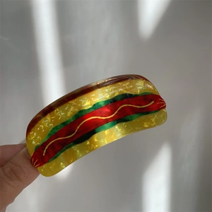 Creative hot dog food shaped hair claw clip made of glossy acrylic for women's hair styling