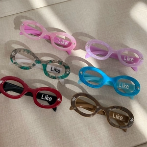 Creative eyeglasses shaped acetate hair clips with Like letter engraving in 6 vibrant colors