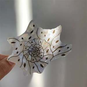 Conch shaped hair claw clip in white polka dot acetic acid material for women