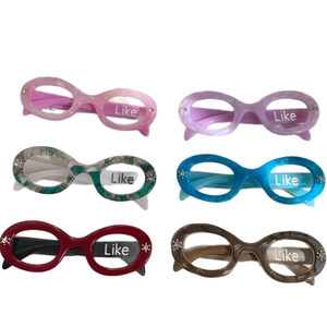 Creative acetate glasses hair clips with Like letters and rhinestones in six colors