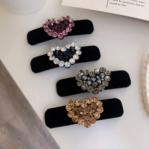 Elegante Fermaglio per Capelli a Cuore con Strass in Velluto per Donna Lussuoso Fermaglio BB Laterale Accessorio per Capelli
